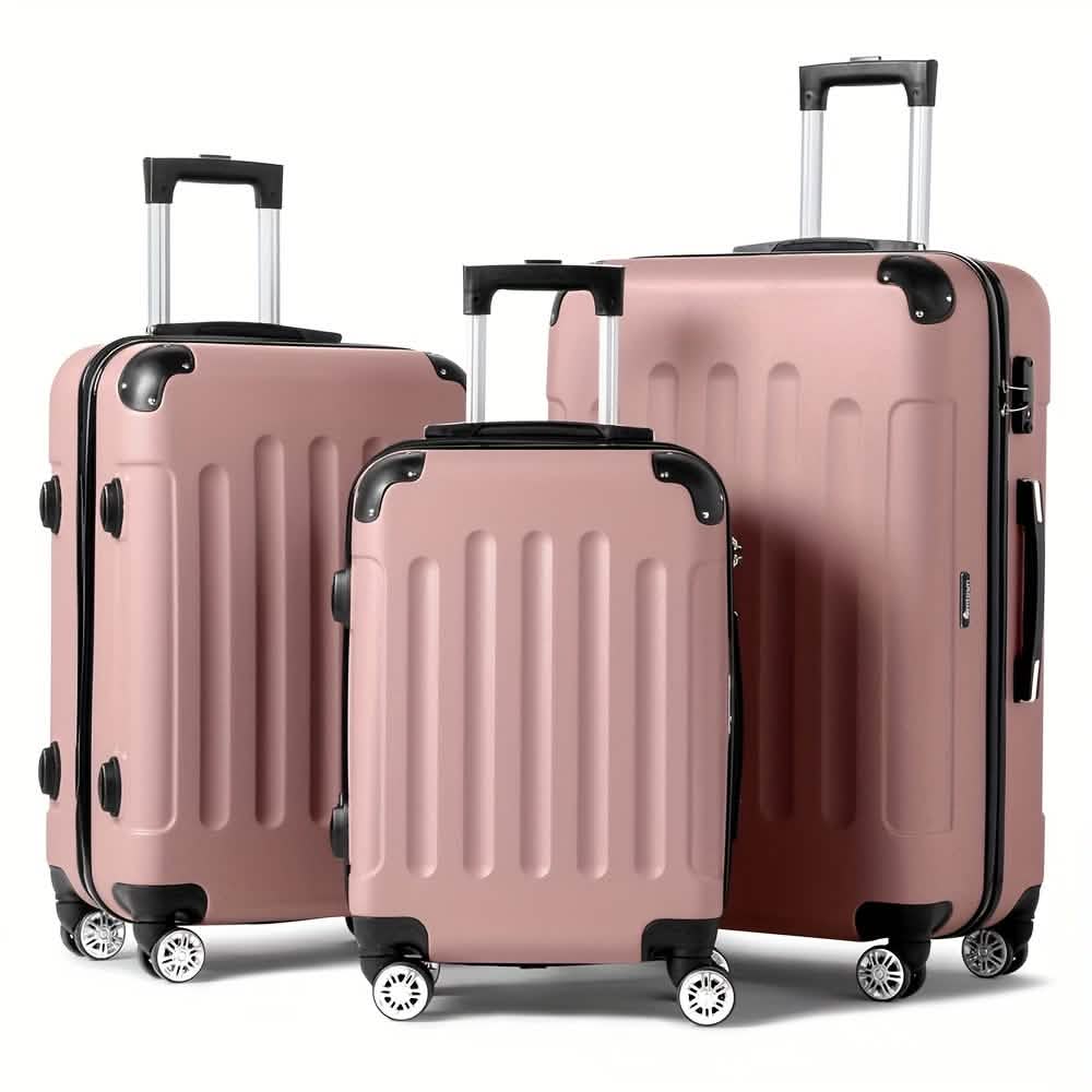3-Piece Hard Shell Luggage Set with TSA Lock – 20/24/28 Inch | 360° Spinner Wheels