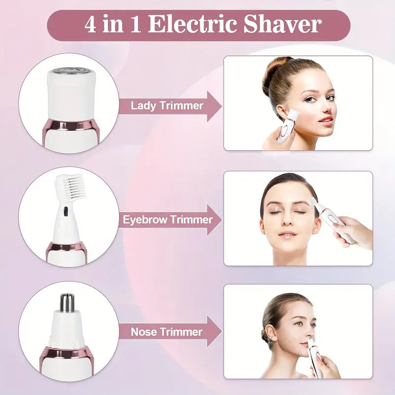 4-in-1 Silky-Smooth Electric Shaver for Women - Wet/Dry, USB Rechargeable & Portable for Full Body Use