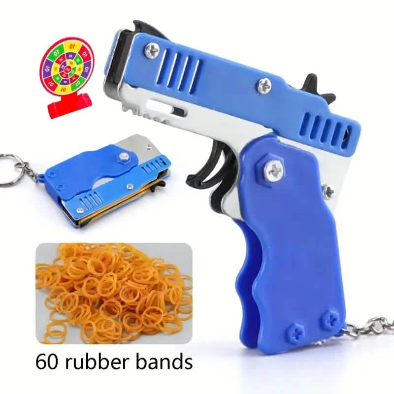 Foldable Metal Rubber Band Launcher Toy Keychain
