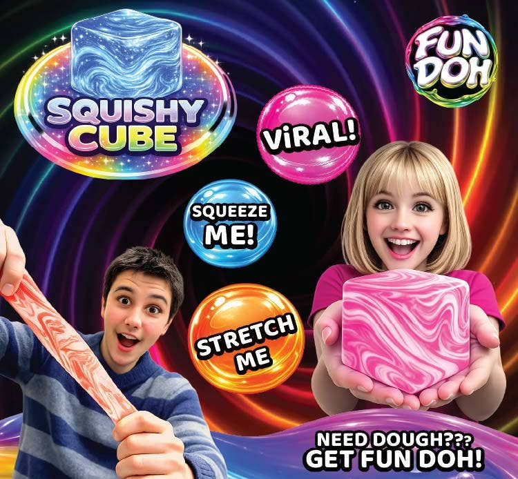 Fun Doh Swirl Squishy Cubes | Marble Swirl Sensory Fidget & Stress Relief Toy for Kids & Teens