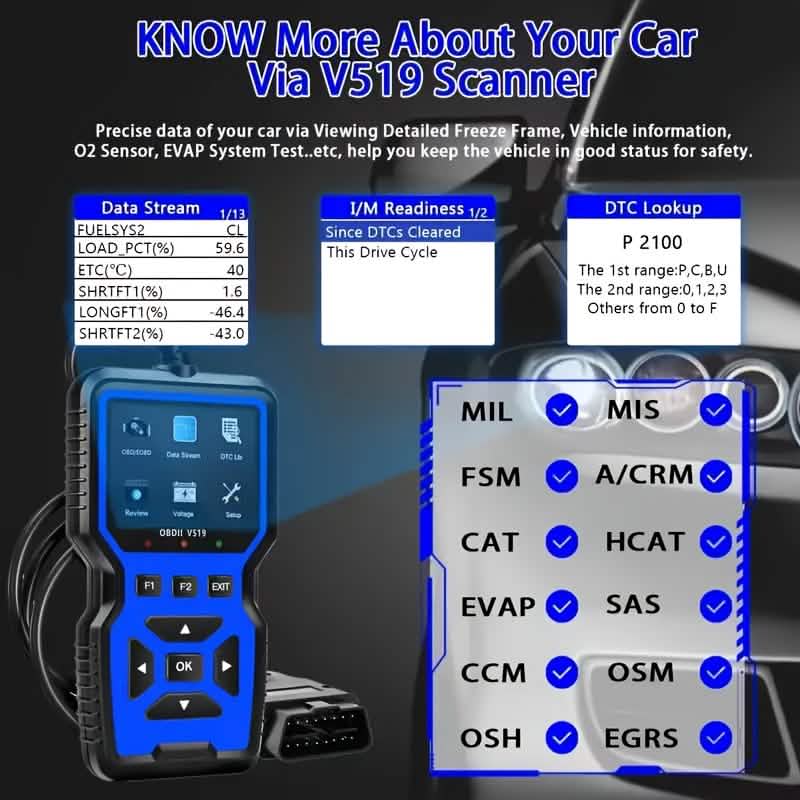 OBD2 Engine Diagnostic Tool – Universal Code Reader (Blue)