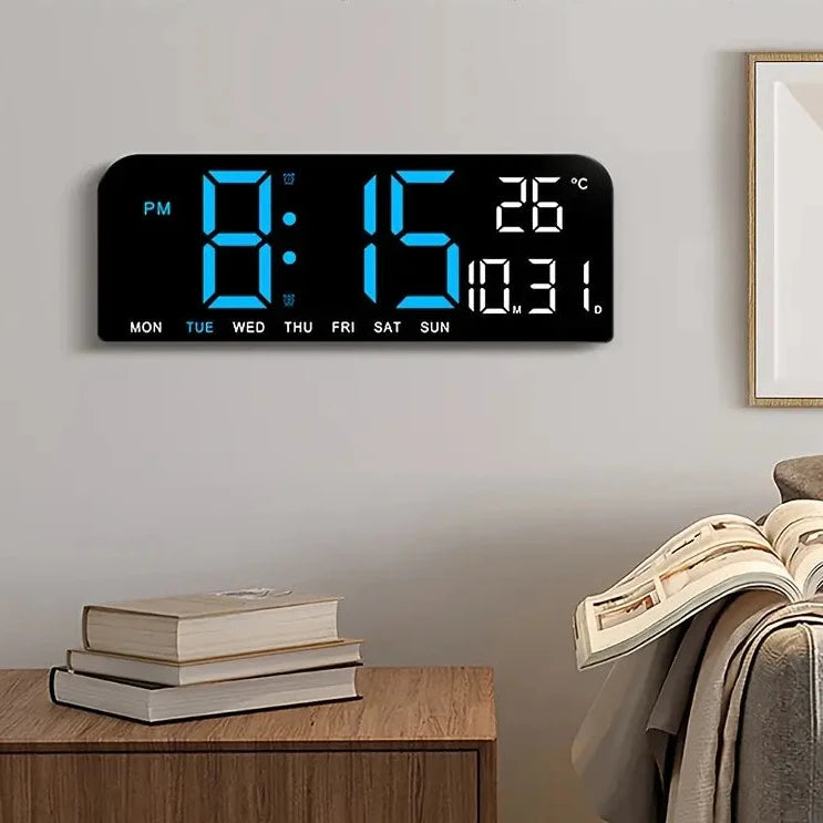 Luminous Large Screen LED Alarm Clock - Displays Week, Temperature, Humidity, and Timer