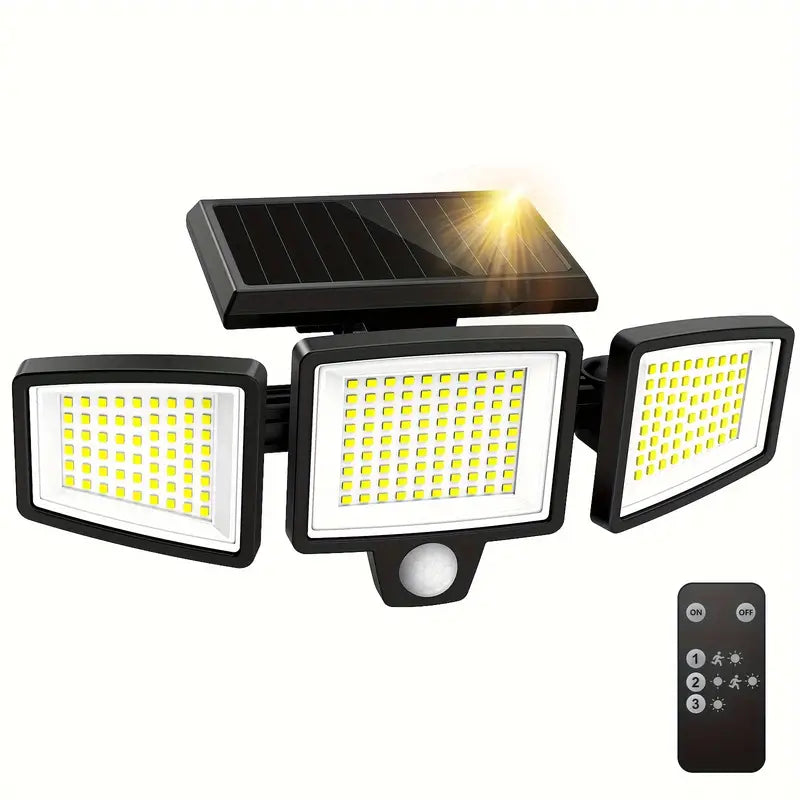 2500 Lumens 210 LED Outdoor Solar Security Light with Remote Control & Motion Sensor