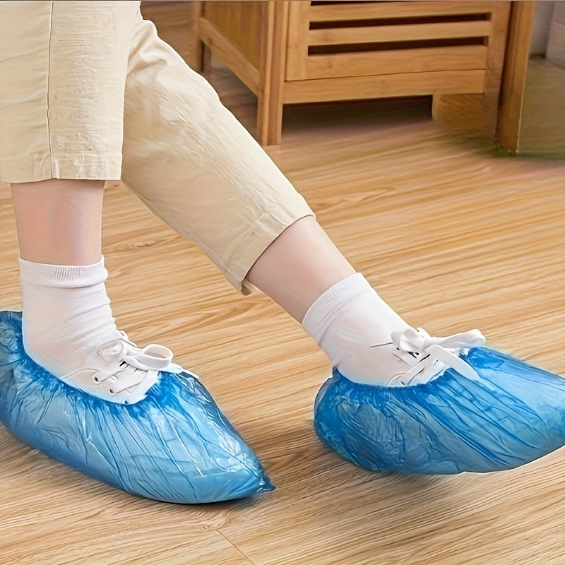 Disposable Plastic Shoe Covers – 100 Pack, Waterproof & Slip-Resistant