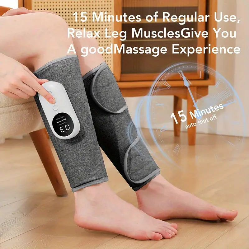 1-Pair: Rechargeable Air Compression Leg Calves Muscle Massager with 3 Intensity Levels and 3 Heat Settings Wellness - DailySale