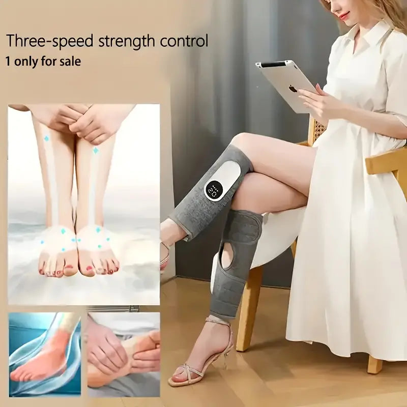 1-Pair: Rechargeable Air Compression Leg Calves Muscle Massager with 3 Intensity Levels and 3 Heat Settings Wellness - DailySale