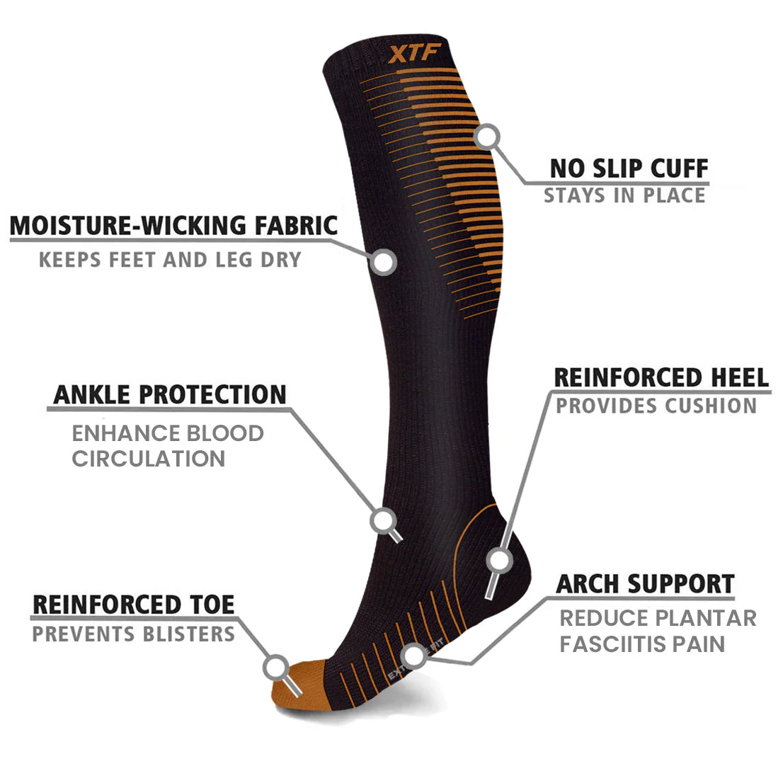 12-Pairs: Athletic Graduated Knee-High Compression Socks