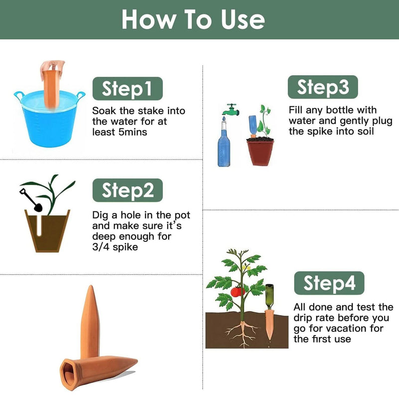 10-Pack: Spikes Teracotta Plant Watering Device Garden & Patio - DailySale