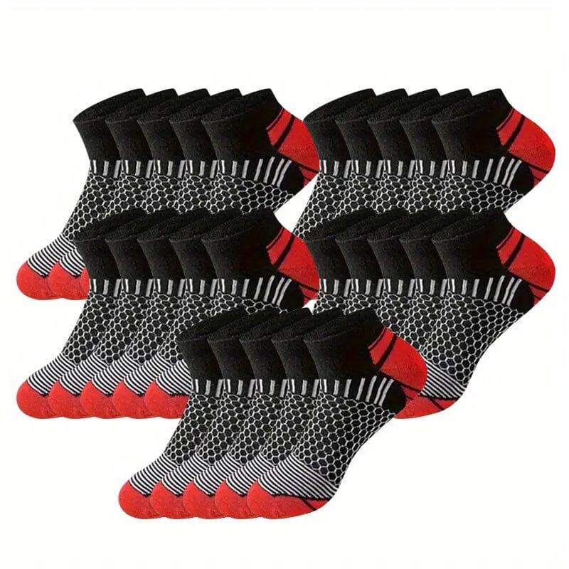 10-Pairs: Men's Athletic Ankle Socks Men's Shoes & Accessories Red - DailySale