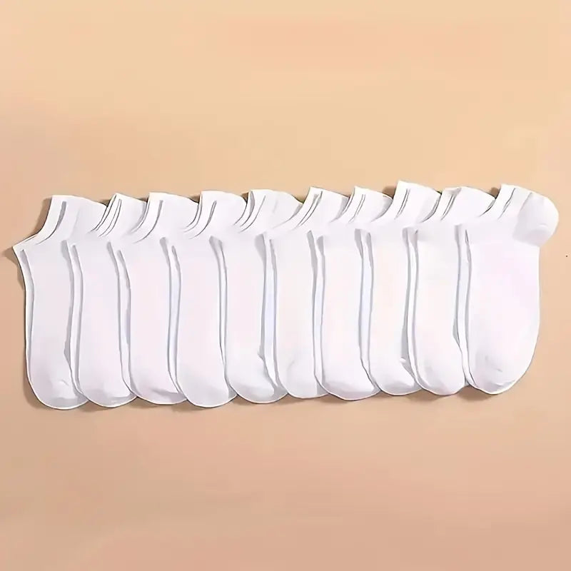 10-Pairs: Men's Plain Knitted Lining Socks Men's Shoes & Accessories White - DailySale