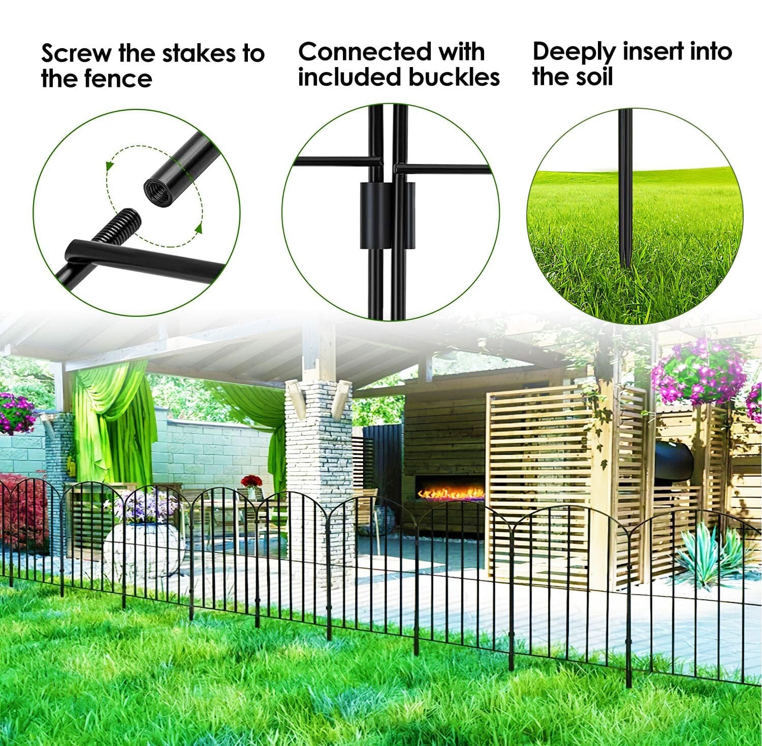 10-Pieces: Decorative Garden Fence Rustproof Iron Wire Arched Fence Garden & Patio - DailySale