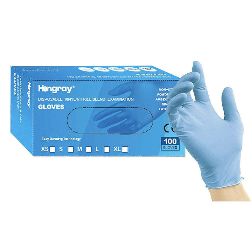 100-Pack: Disposable Vinyl Nitrile Blue Gloves Large Face Masks & PPE - DailySale