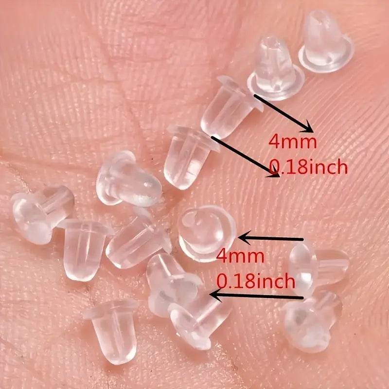 100-Pieces: Transparent Plastic Ear Clog Ear Stud Earring Pin Backs Ear Plug Earrings - DailySale