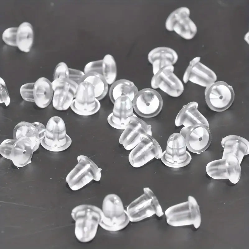 100-Pieces: Transparent Plastic Ear Clog Ear Stud Earring Pin Backs Ear Plug Earrings - DailySale