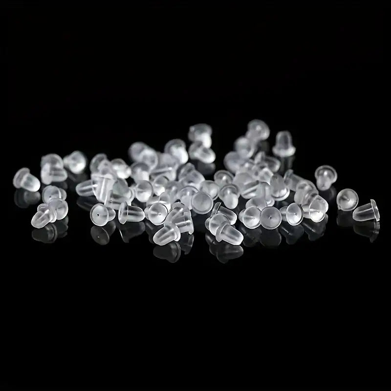 100-Pieces: Transparent Plastic Ear Clog Ear Stud Earring Pin Backs Ear Plug Earrings - DailySale