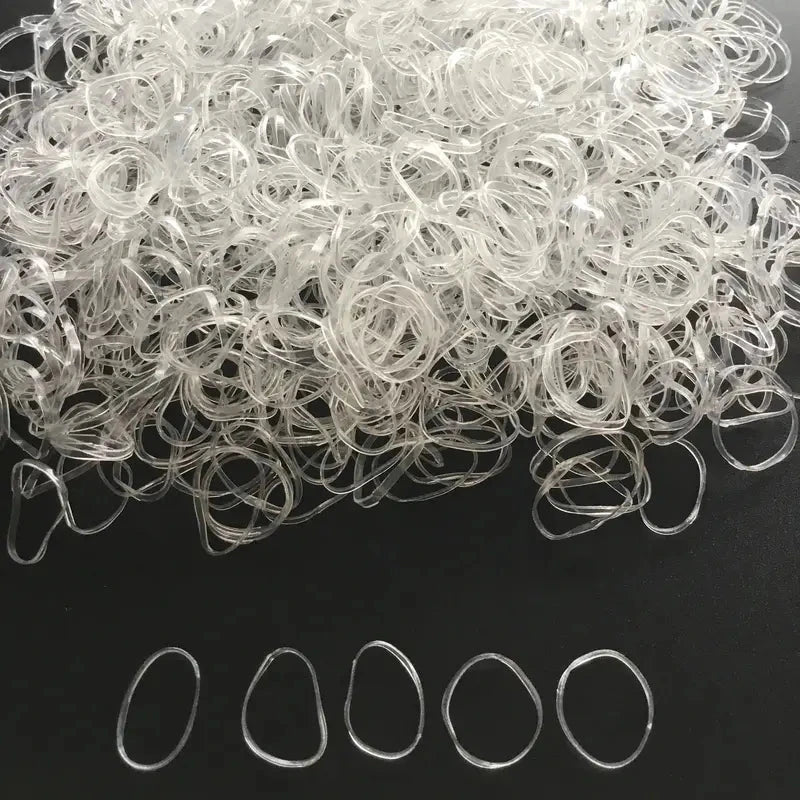 1000-Pieces: Clear Elastic Hair Rubber Bands Transparent Mini Hair Ties Small Stretch Hair Bands For Women Headbands & Hair Accessories - DailySale