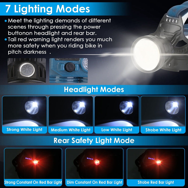 100000LM LED 7 Lighting Modes Rechargeable Headlights Sports & Outdoors - DailySale
