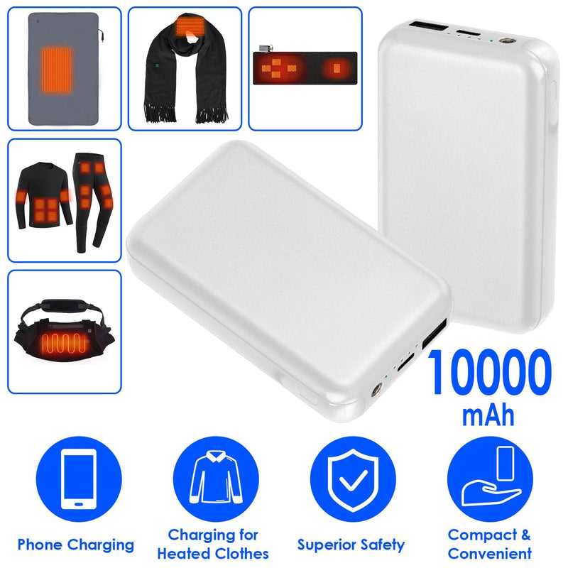 10000mAh Portable Charger Battery Pack for Heated Blanket Vest Jacket Mobile Accessories - DailySale