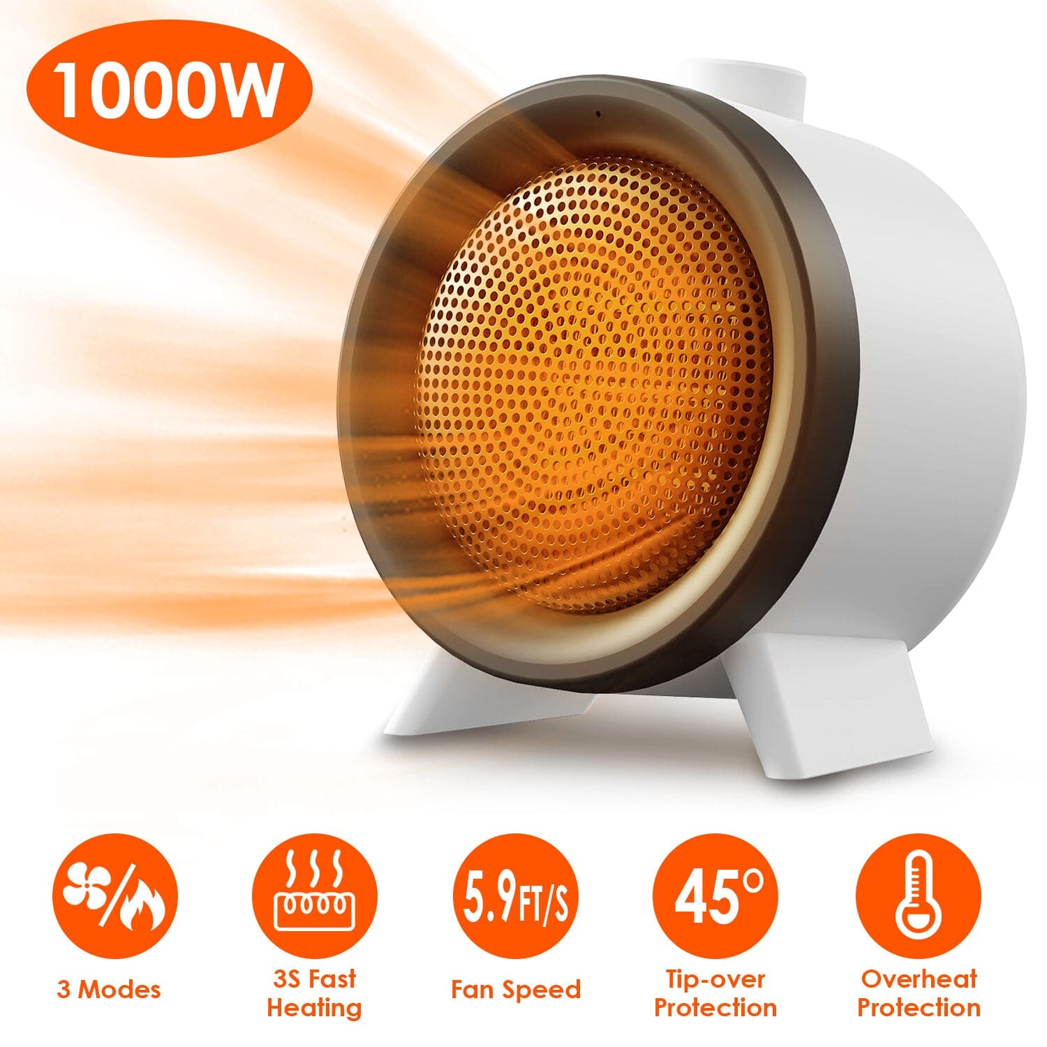 1000W Electric Space Heater Fan Household Appliances - DailySale