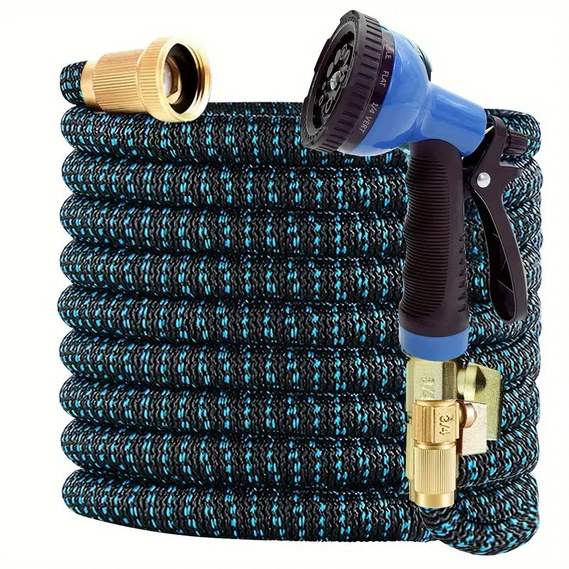 100ft Lightweight & No-Kink Flexible Garden Hose - 8 Function Nozzle, 3/4 Inch Solid Brass Fittings Garden & Patio - DailySale