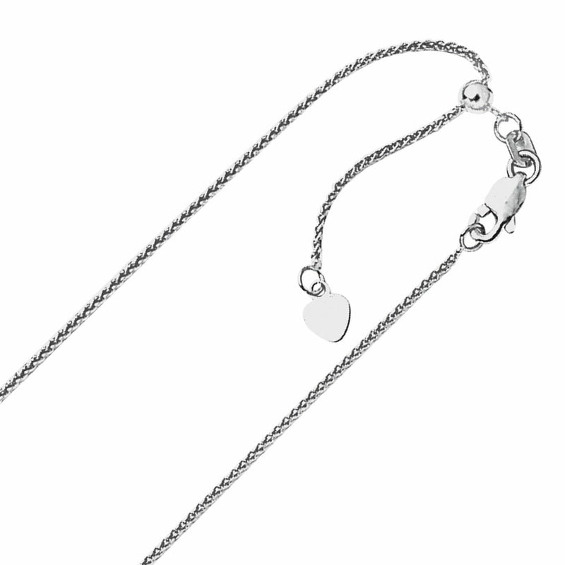 1.00MM Solid Adjustable Spiga Wheat Chain Necklace REAL 10K White Gold 22" Necklaces - DailySale