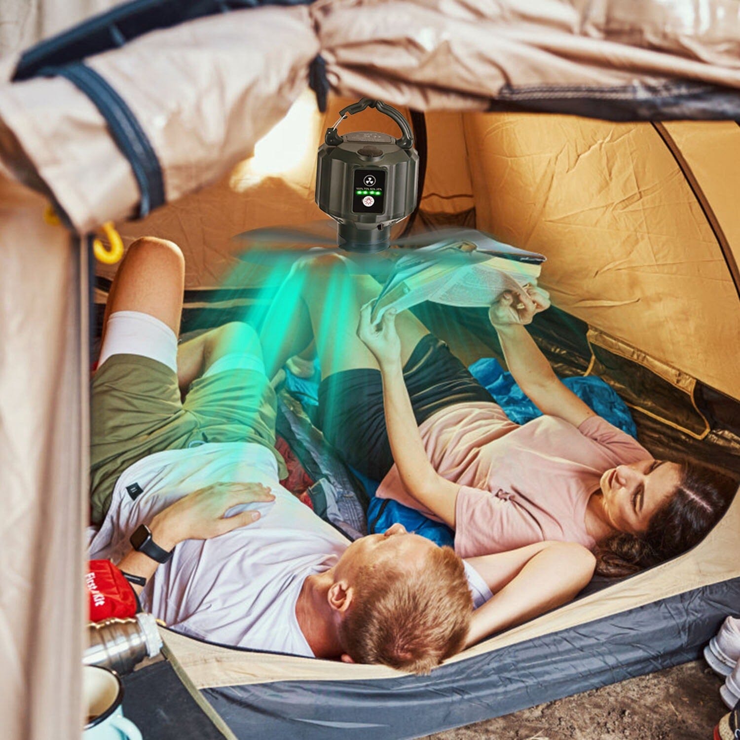 10400mAh USB Battery Powered Hanging Tent Lantern Fan Power Bank Sports & Outdoors - DailySale