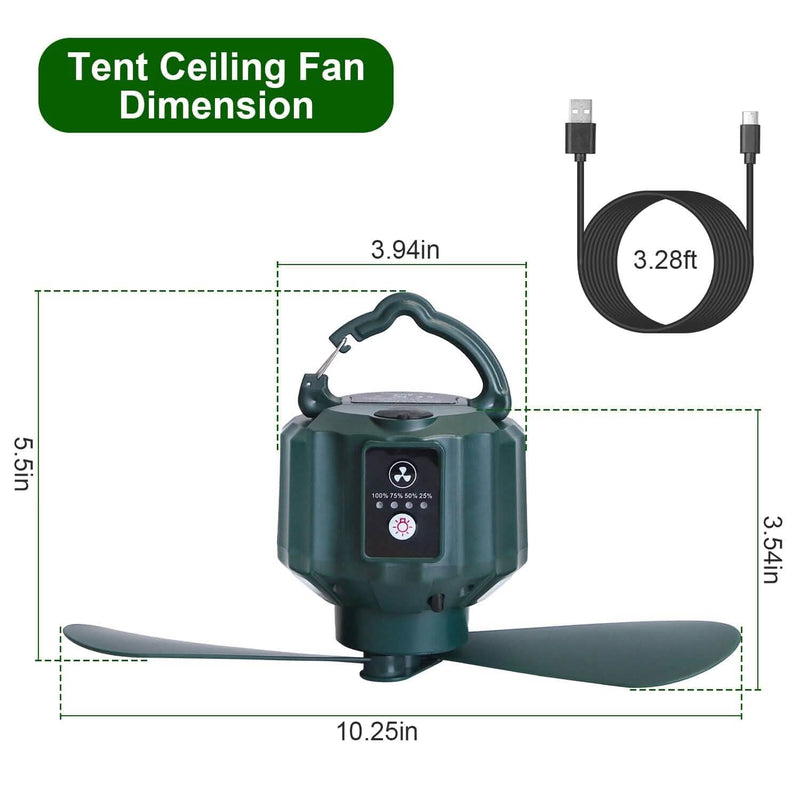 10400mAh USB Battery Powered Hanging Tent Lantern Fan Power Bank Sports & Outdoors - DailySale