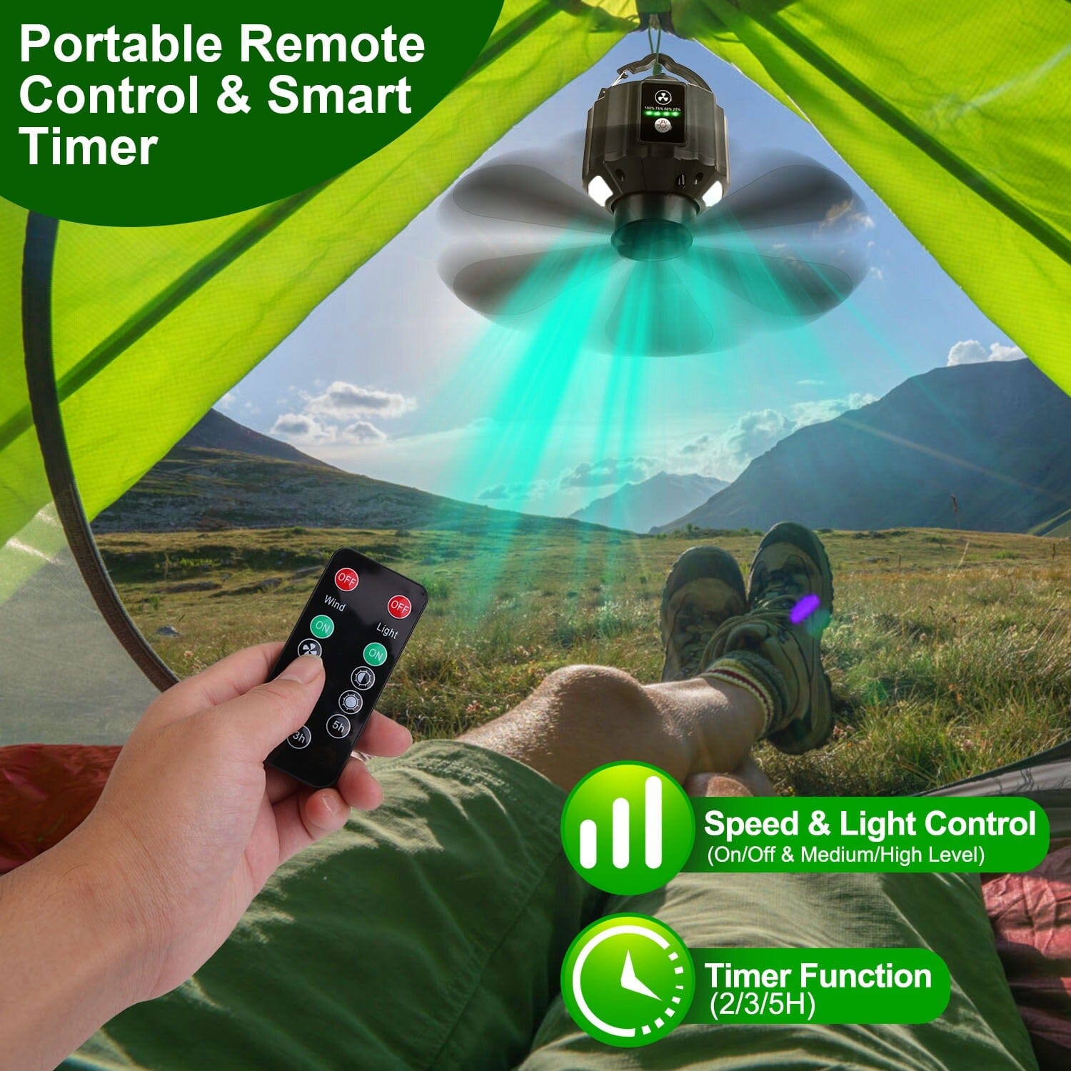 10400mAh USB Battery Powered Hanging Tent Lantern Fan Power Bank Sports & Outdoors - DailySale