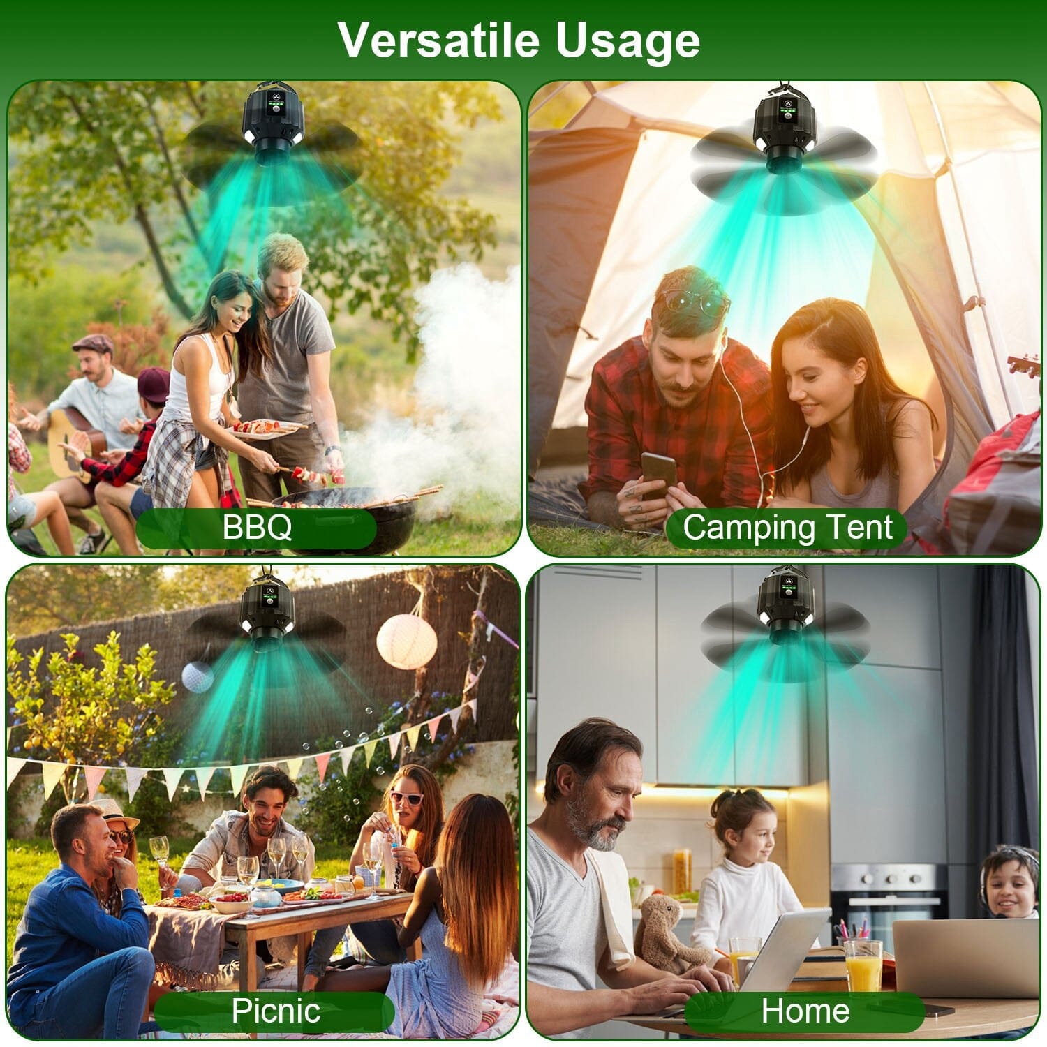 10400mAh USB Battery Powered Hanging Tent Lantern Fan Power Bank Sports & Outdoors - DailySale