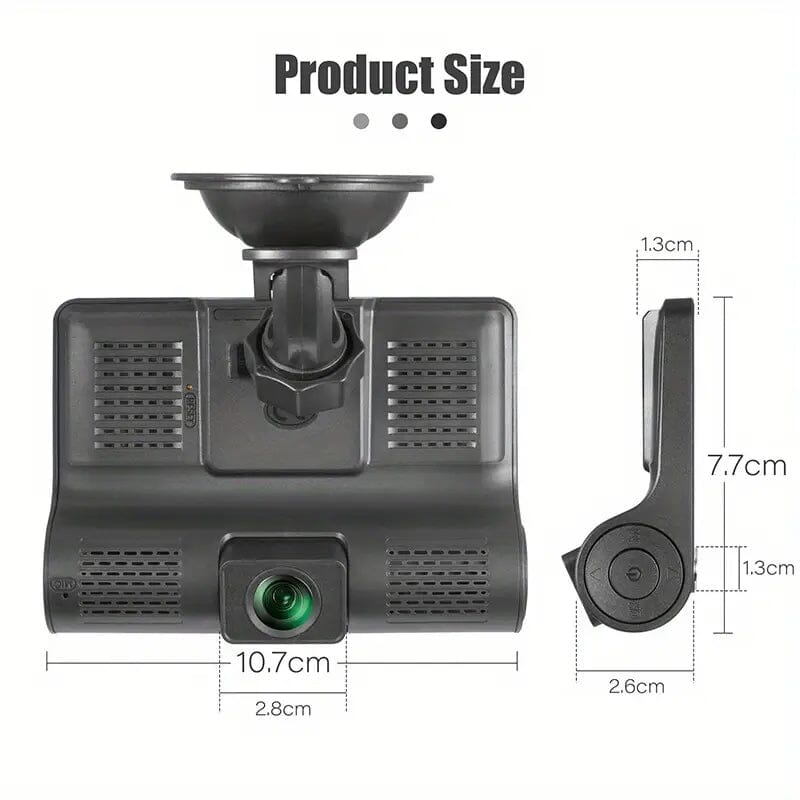 1080P 3-Camera Recorder Dash Cam with Night Vision Automotive - DailySale