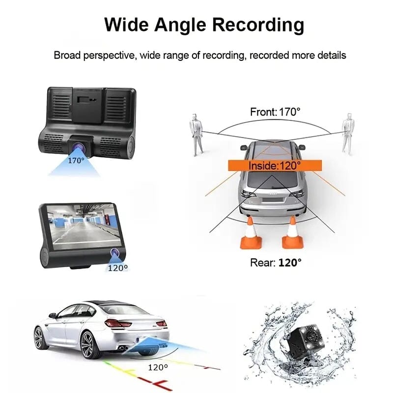 1080P 3-Camera Recorder Dash Cam with Night Vision Automotive - DailySale