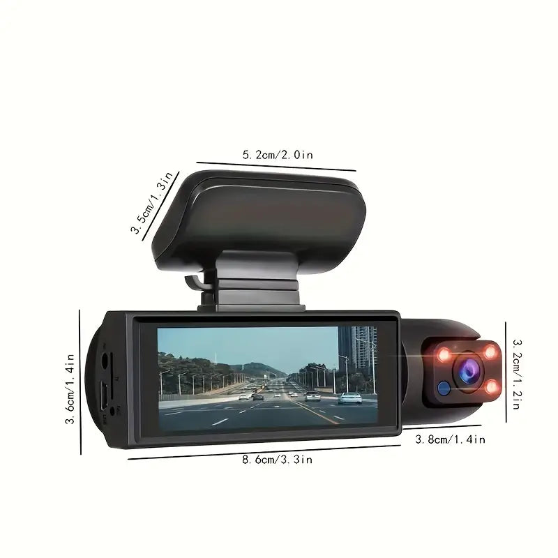 1080P High-Definition Dual Camera Dash Cam for Cars - Capture Every Moment with IR Night Vision, Loop Recording, Wide Angle Lens, and 3.16 Inch IPS Screen - Optional GPS and Lane Departure Warning Automotive - DailySale