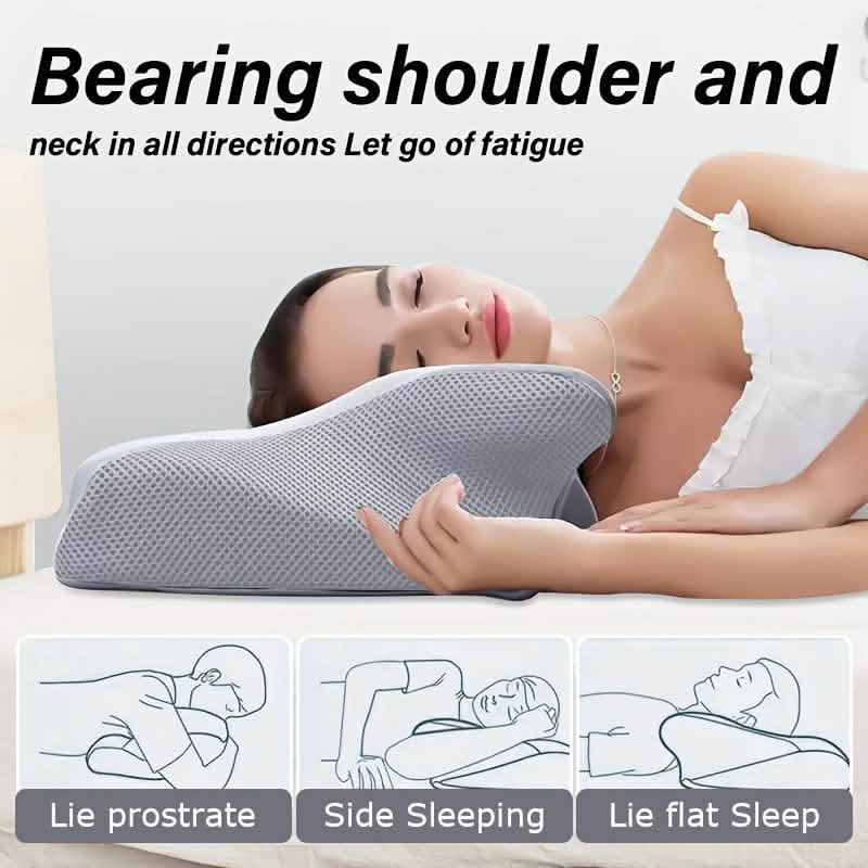 Ergonomic Memory Foam Neck Pillow – Slow Rebound, Back & Side Sleeper
