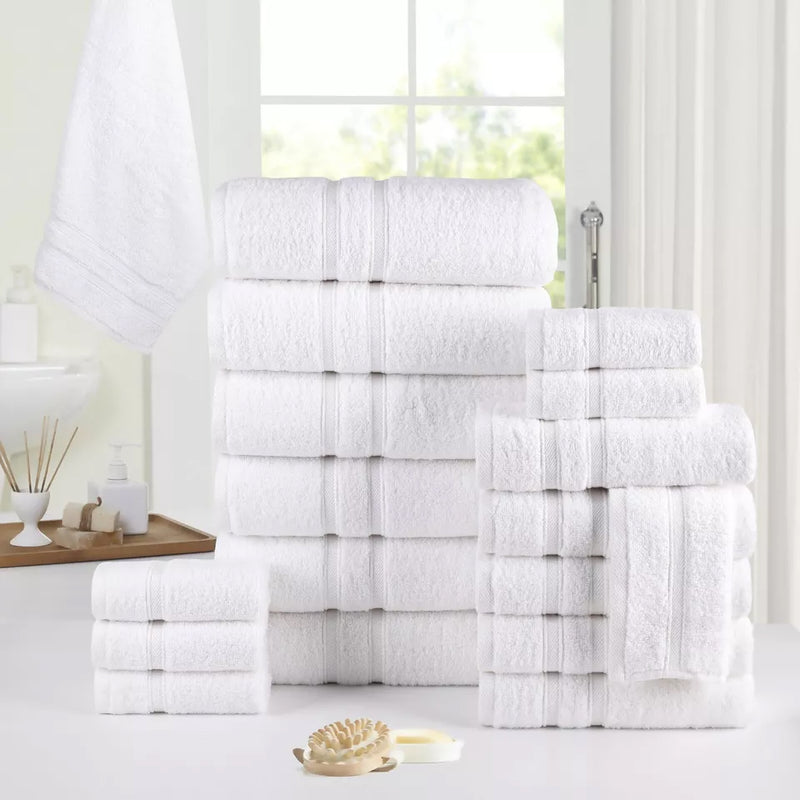 18-Piece: Bibb Home Zero Twist Egyptian Cotton Towel Set