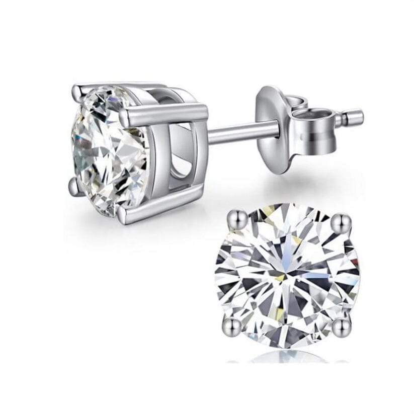 10K White Gold 1/2 Ct Round Created White Sapphire Stud Earrings Earrings - DailySale