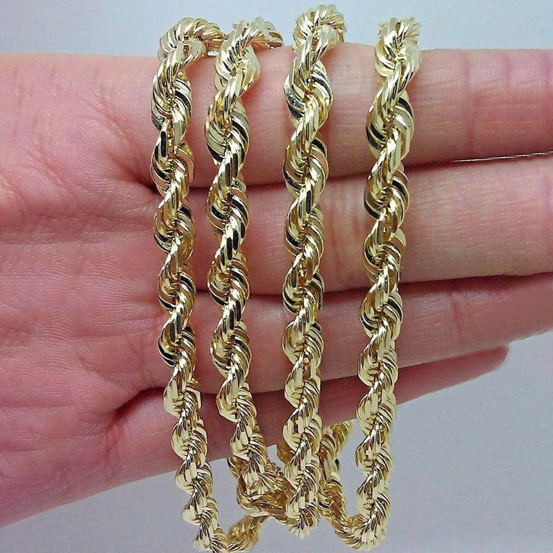 10K Yellow Gold 6MM Diamond Cut Rope Chain Necklace Necklaces - DailySale