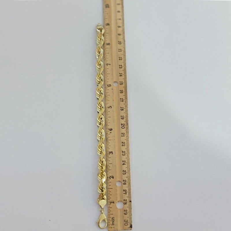 10k Yellow Gold Mens 6mm Diamond Cut Rope Genuine Italian Chain Link B