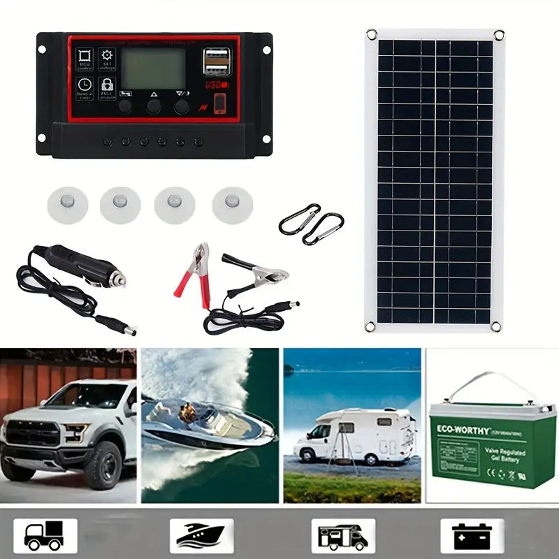 10W Solar Panel 18V Solar Cell 60A&100A Controller Solar Panels Batteries & Power Accessories - DailySale