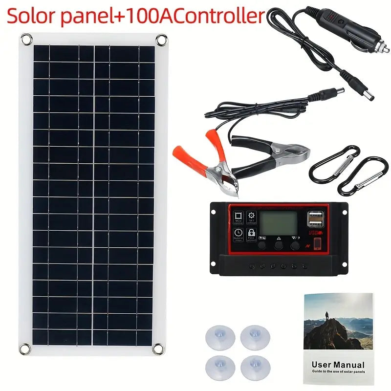 10W Solar Panel 18V Solar Cell 60A&100A Controller Solar Panels Batteries & Power Accessories Solar Panel Plus 100A Controller - DailySale