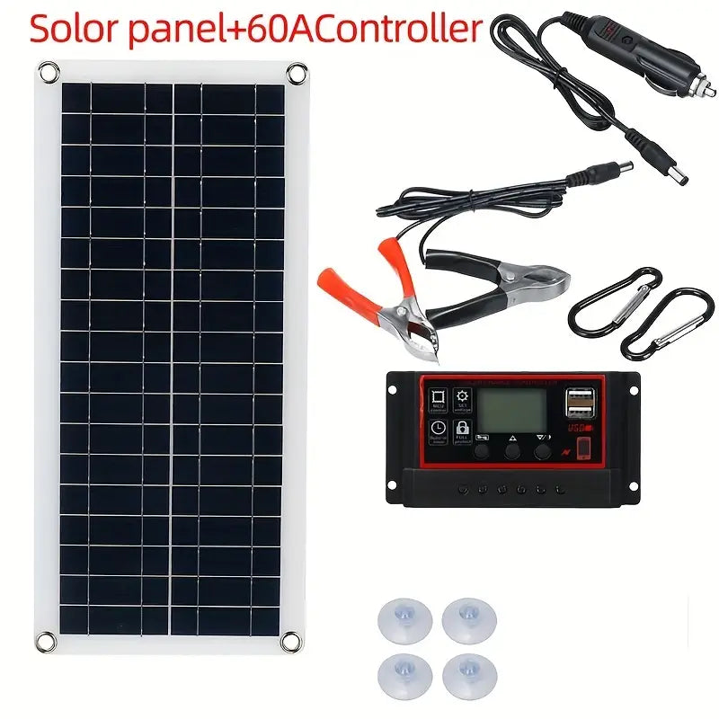 10W Solar Panel 18V Solar Cell 60A&100A Controller Solar Panels Batteries & Power Accessories Solar Panel Plus 60A Controller - DailySale