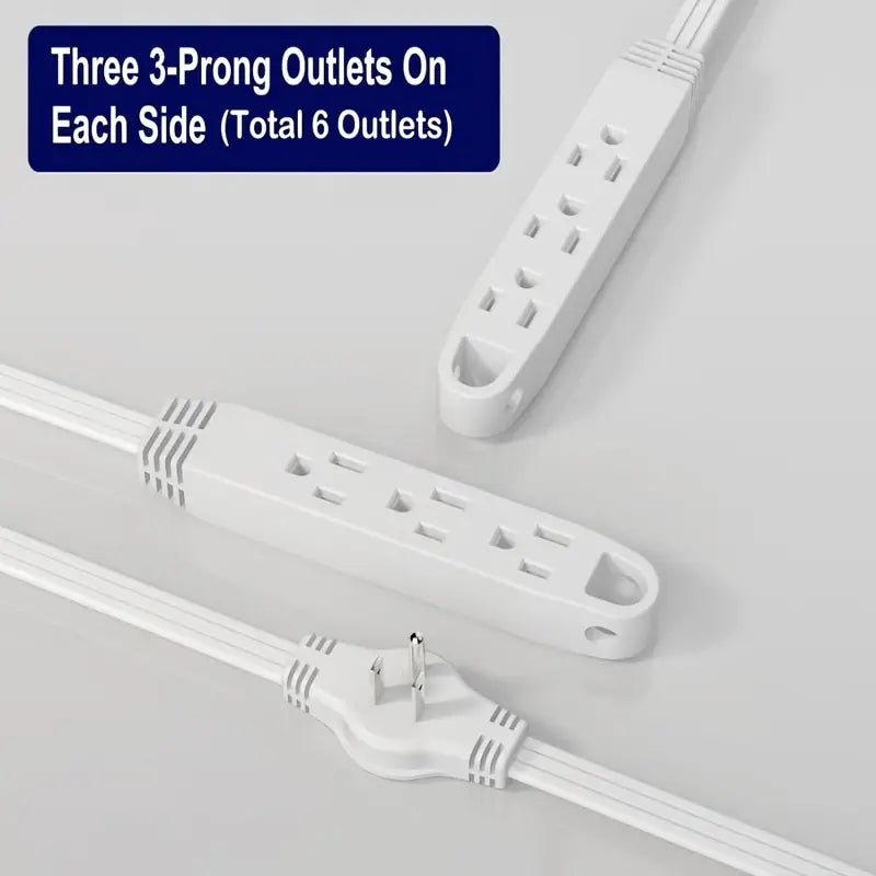 12-Foot Long Extension Cord Power Strip with 6 Feet on Each Side 13A 125V 1625W Batteries & Power Accessories - DailySale