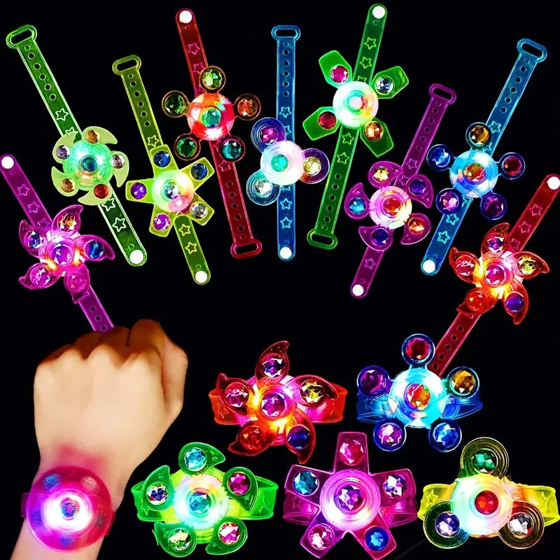 12-Pack: LED Cartoon Spinning Fidget Wristband Toys & Games - DailySale