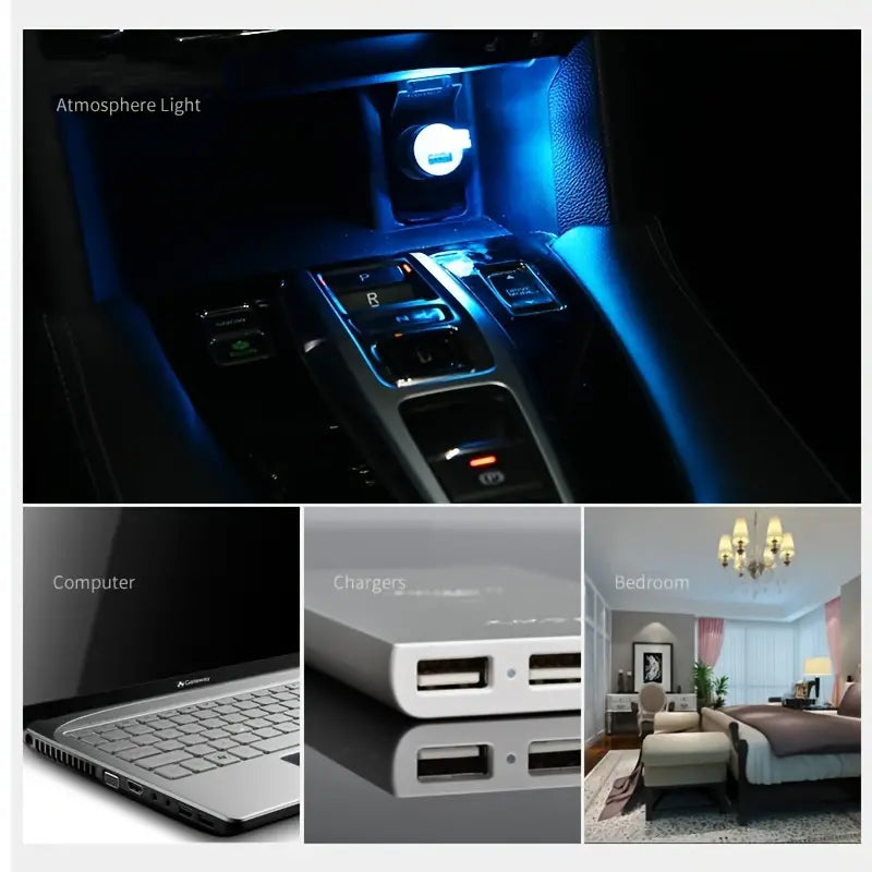 12-Pieces: Colorful Lights Car USB Atmosphere Lights Automotive - DailySale