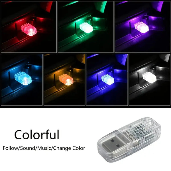 12-Pieces: Colorful Lights Car USB Atmosphere Lights Automotive Multicolor - DailySale