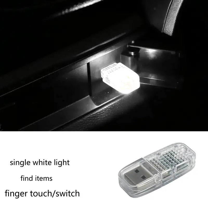 12-Pieces: Colorful Lights Car USB Atmosphere Lights Automotive White - DailySale