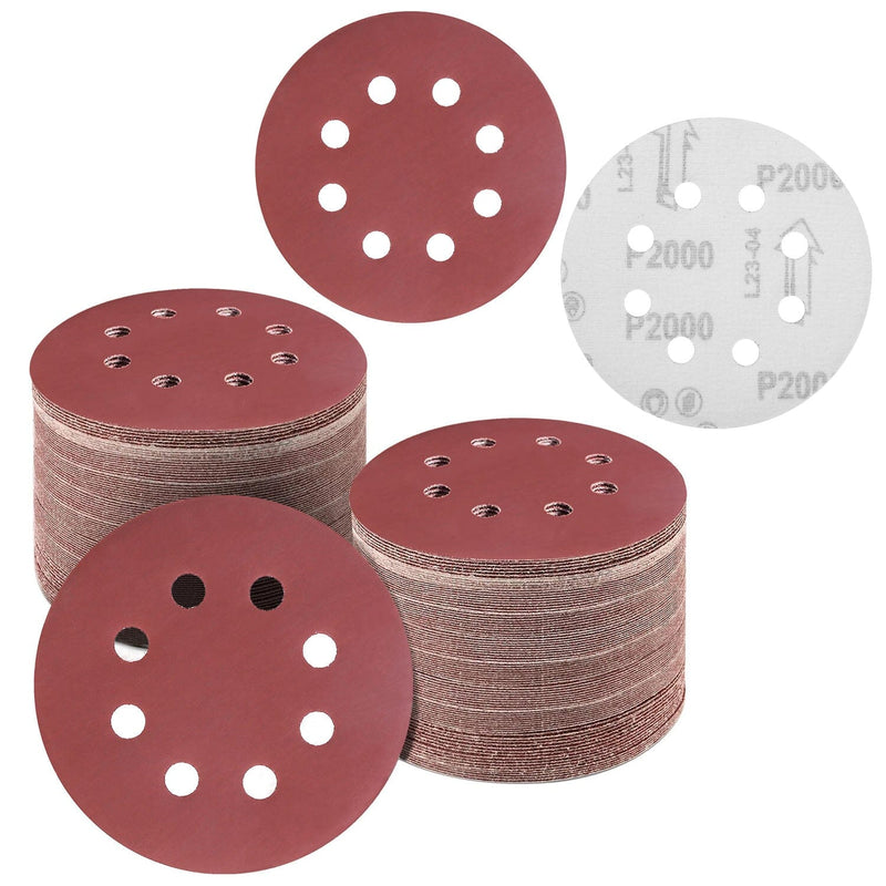 120-Pack: 5-Inch 8 Hole Round Sandpapers Home Improvement - DailySale