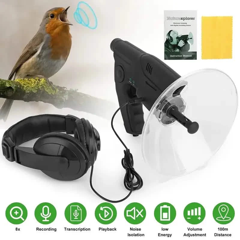 Bird Listening Device with 8x Zoom & Headphones