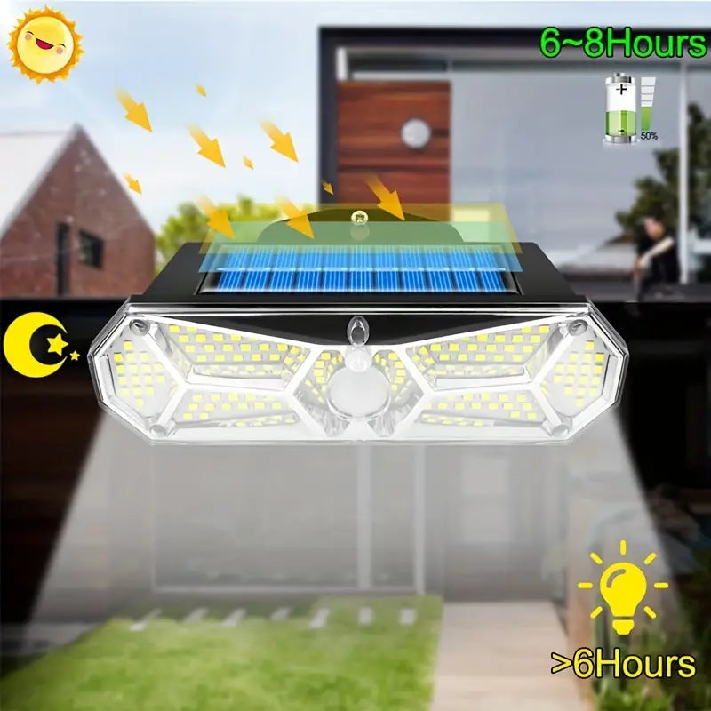 126 LEDs Portable Solar Security Lights, IP65 Waterproof Wireless Exterior Flood Light Detected Light Outdoor Lighting - DailySale