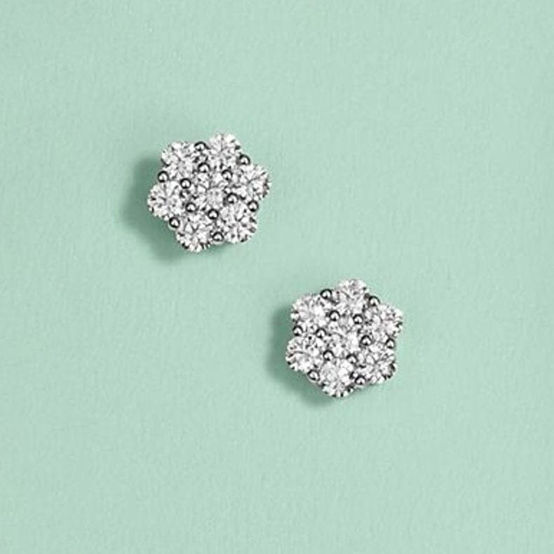 1/2CT T.W. CZ Sterling Silver Flower Cluster Stud Earrings Earrings - DailySale