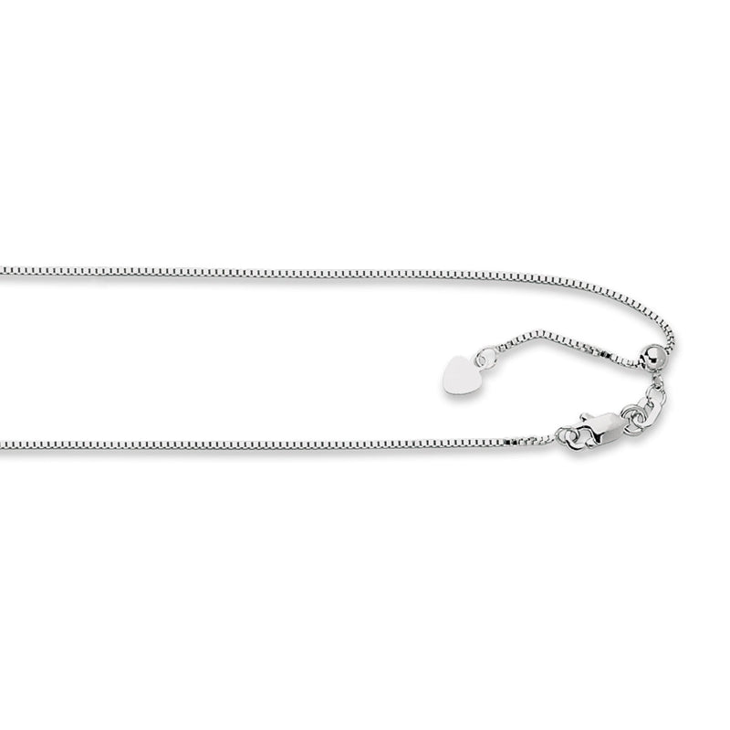 1.2mm Solid Adjustable Box Chain Necklace REAL 14K White Gold Up To 22" Necklaces - DailySale